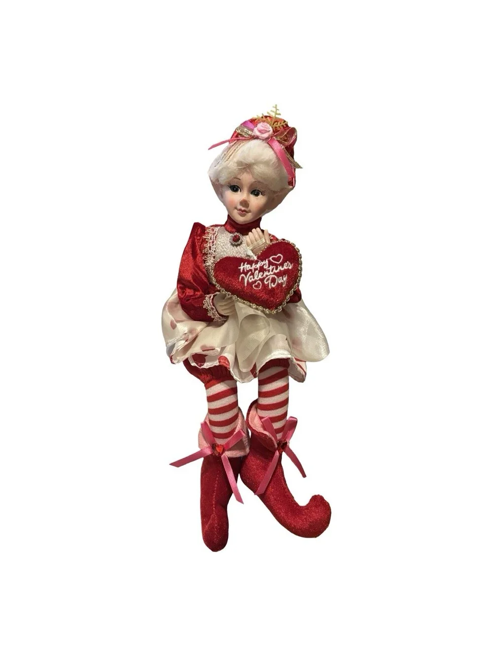 16” CYNTHIA ROWLEY VALENTINE’S ELF DOLL SHELF SITTER GIRL